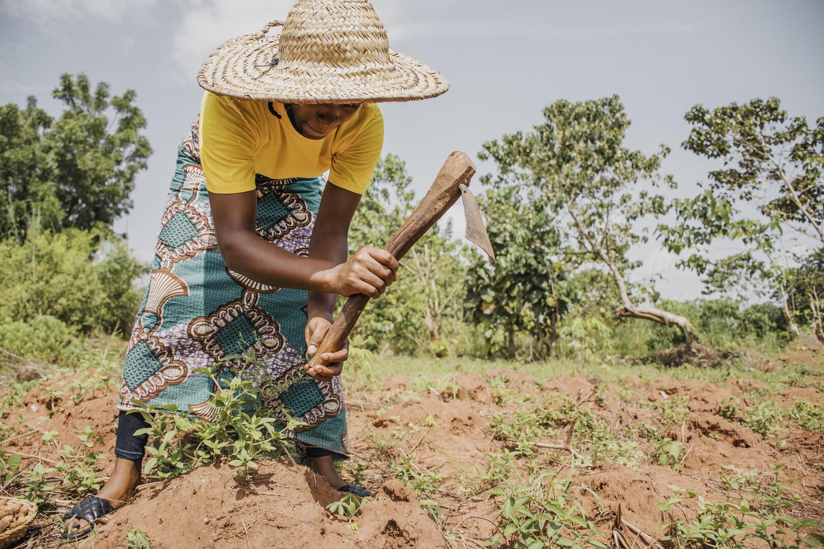 Woman working in field